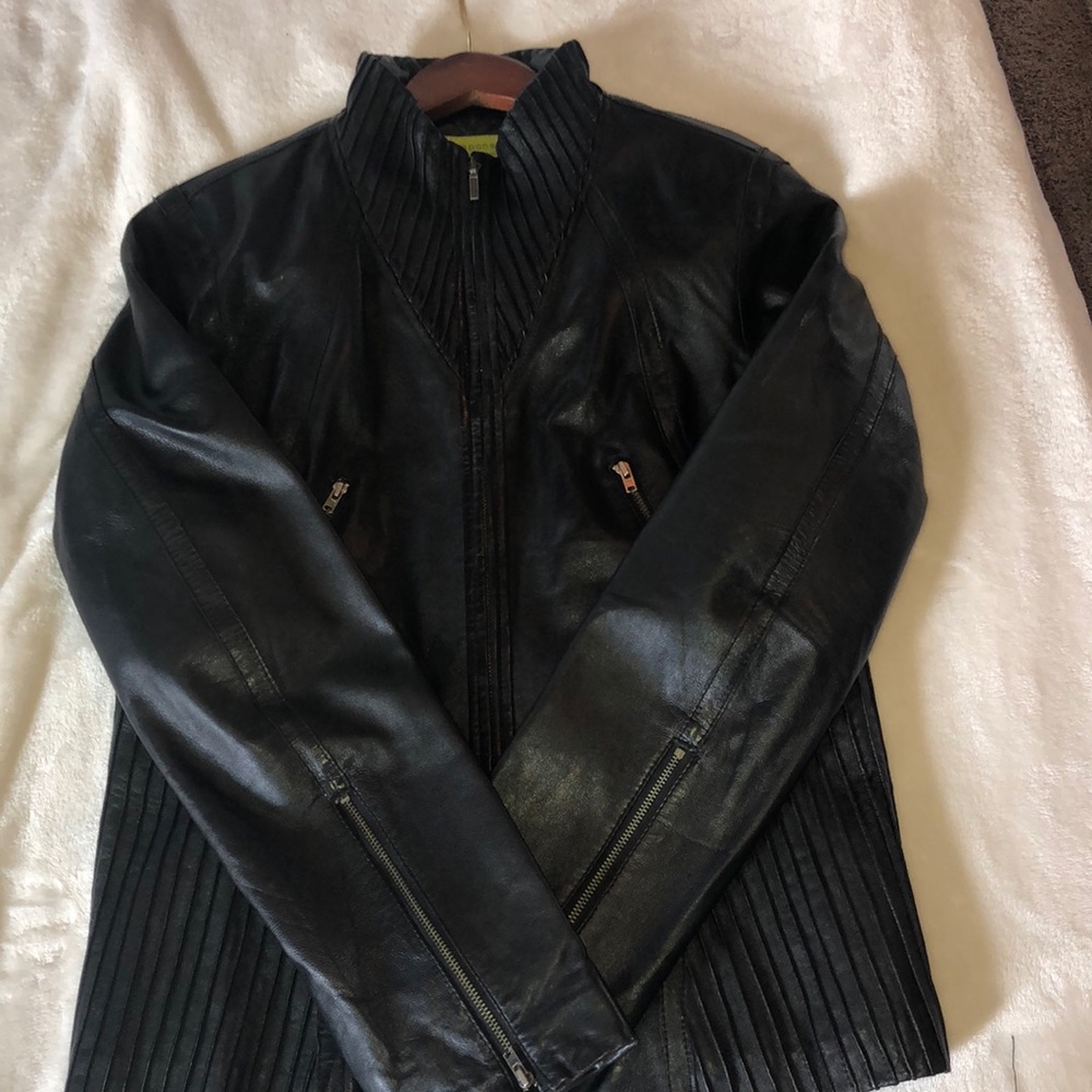 Vakko Lamb Leather Motorcycle Jacket sz M